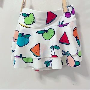 Hanna Andersson White Ruffled Swim Skirt with Neon Fruit Motif